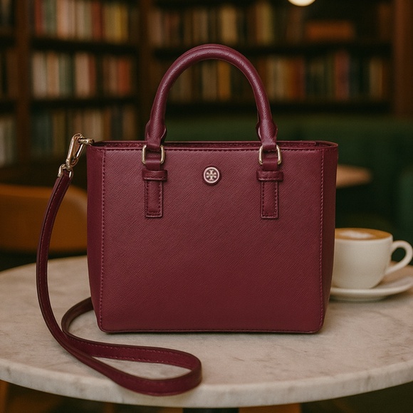 NEW Tory Burch Robinson Shiraz Saffiano Leather Square Mini Tote Crossbody Bag - Picture 1 of 12